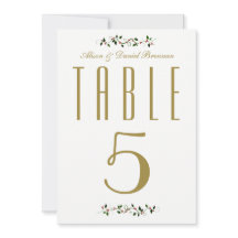 Christmas Holiday Wedding Reception Table Number