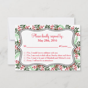 Christmas, Holiday Wedding RSVP Response Card