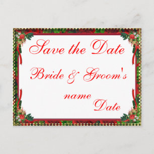 Christmas Holiday Wedding Save the Date Postcards