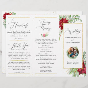 Christmas Holiday Wedding Three-Panel Program