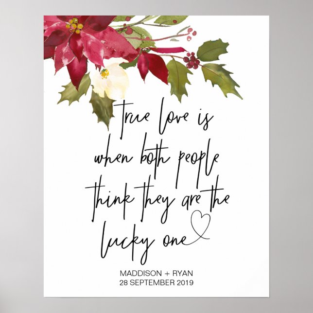 Christmas Holiday Wedding True Love Welcome Poster (Front)