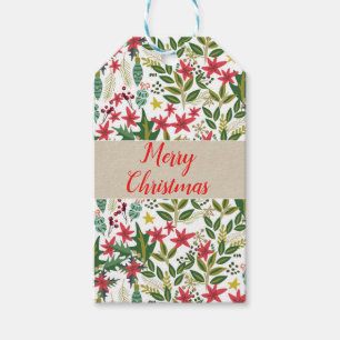 Christmas Holiday Whimsical Floral Berries Favour Gift Tags