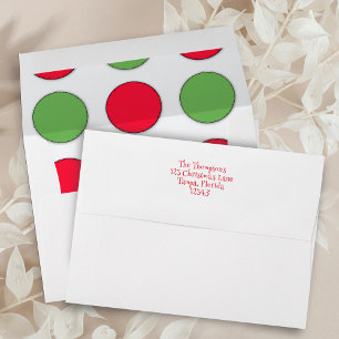 Christmas Holiday Whimsical Fun Red Green Dots Envelope