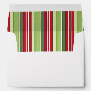 Christmas Holiday Whimsical Red Green Striped  Envelope