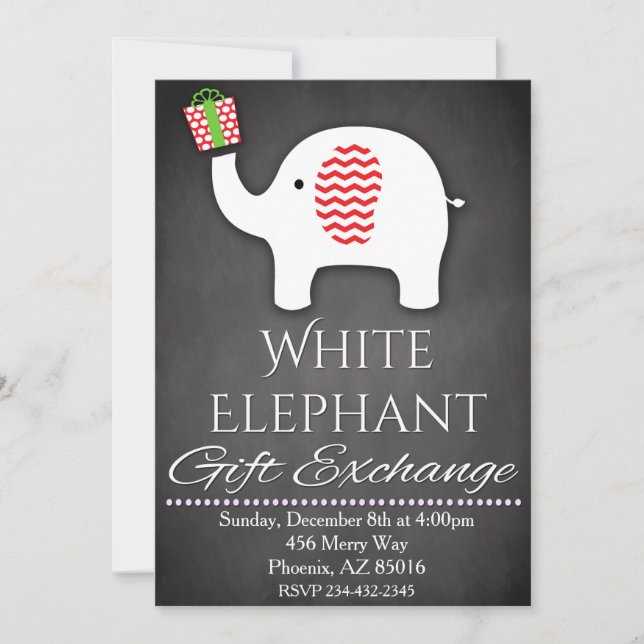 Christmas Holiday White Elephant Party Invitation (Front)
