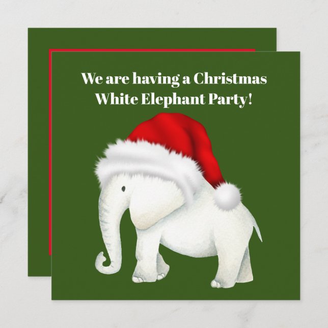 Christmas Holiday white elephant party invitation (Front/Back)