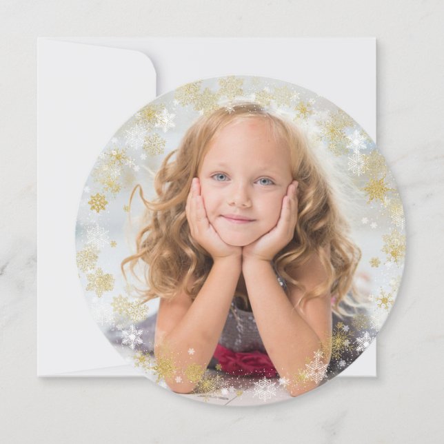 Christmas Holiday - White & Gold Snowflake Frame (Front)