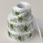 Christmas Holiday Winter Botanical Greenery Satin Ribbon<br><div class="desc">A decorative ribbon for the Christmas holiday season featuring hand-painted botanical watercolor illustrations of winter greenery,  pine and spruce branches and berries.</div>