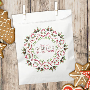 Christmas Holiday Winter Greenery Holly Berries Favour Bag
