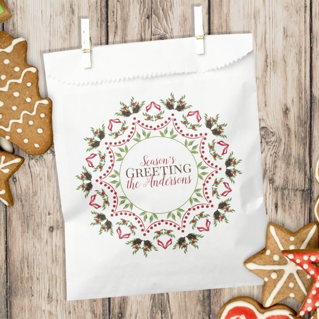 Christmas Holiday Winter Greenery Holly Berries Favour Bag (Creator Uploaded)