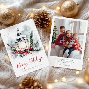 Christmas Holiday Winter Lantern Family Photo Card