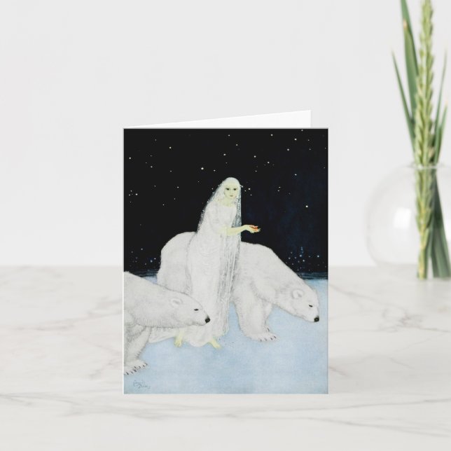 Christmas Holiday Winter Polar Bear  Note Cards (Front)