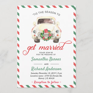 Christmas Holiday Winter Red Green Travel Wedding Invitation