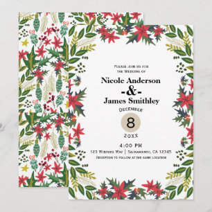 Christmas Holiday Winter Wedding Floral Rustic Invitation