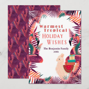 Christmas Holiday Wishes Tropical Watercolor Card