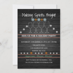 Christmas Holiday Wood Background  Snowflake Party Invitation