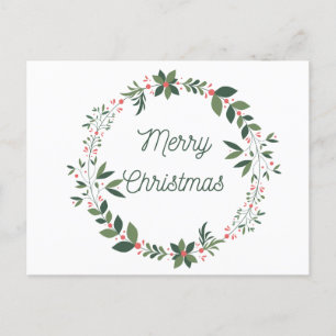 Christmas Holiday Wreath Greeting Postcard