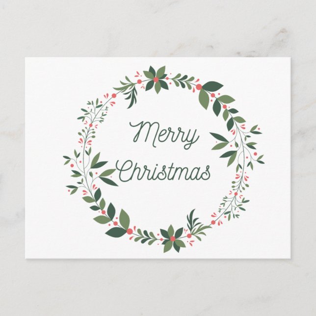 Christmas Holiday Wreath Greeting Postcard (Front)