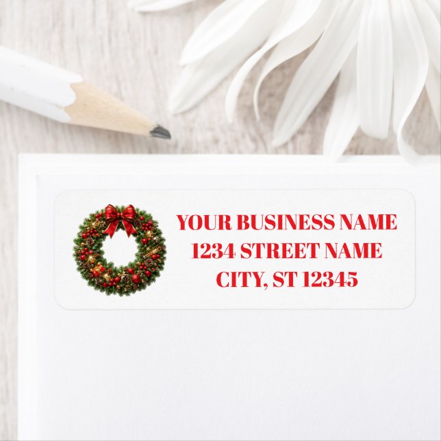 Christmas Holiday Wreath Return Address Label (Insitu)