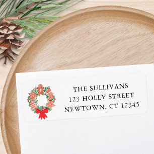Christmas Holiday Wreath Return Address  Label