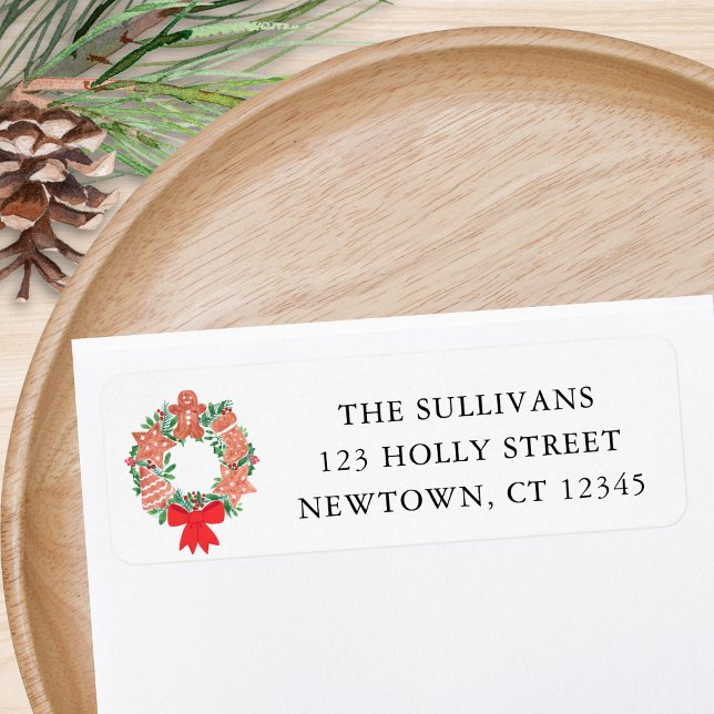 Christmas Holiday Wreath Return Address  Label (Creator Uploaded)