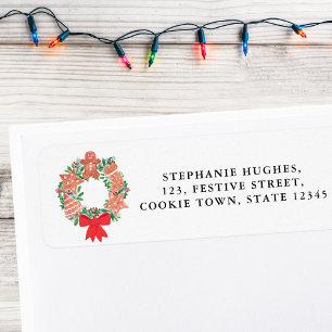 Christmas Holiday Wreath Return Address Label