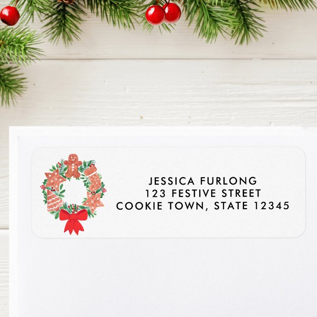 Christmas Holiday Wreath Return Address  Label (Creator Uploaded)