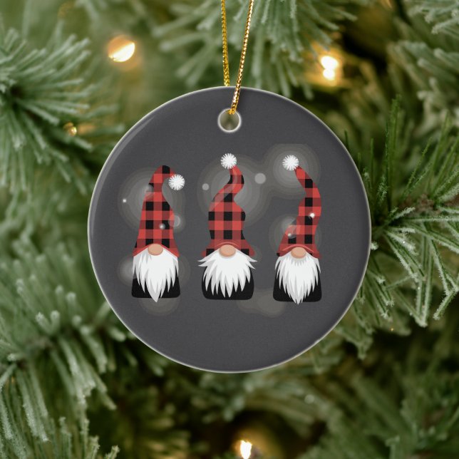 Christmas Holiday Xmas Funny Winter Gnome Lover Ceramic Ornament (Tree)