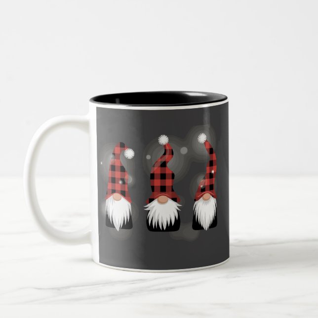 Christmas Holiday Xmas Funny Winter Gnome Lover Two-Tone Coffee Mug (Left)