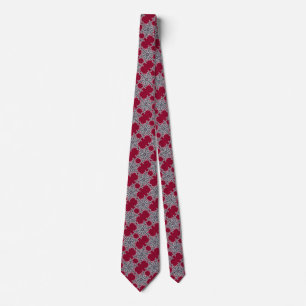Christmas Holiday Xmas Winter Red Grey Snowflakes Tie