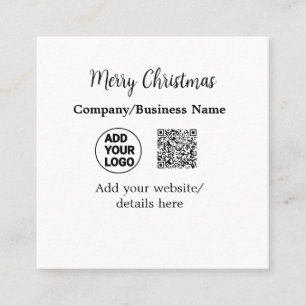 Christmas holidays add business logo name q r code square business card