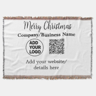 Christmas holidays add business logo name q r code throw blanket