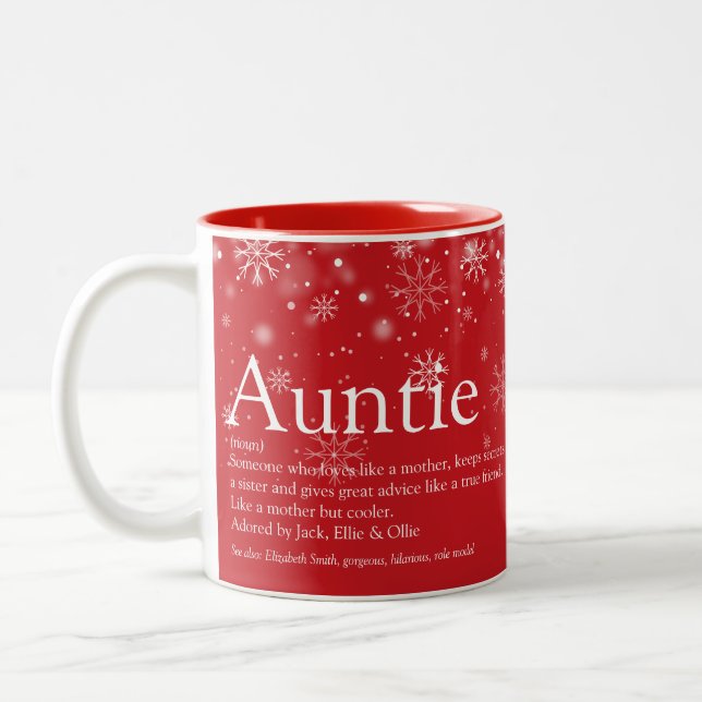 Christmas Holidays Best Aunt Auntie Definition  Two-Tone Coffee Mug (Left)