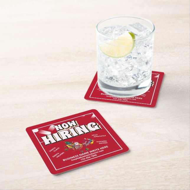  Christmas Holidays Business Corporate Custom  Square Paper Coaster (Insitu)