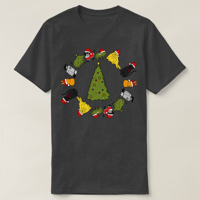 Christmas Holidays Cute Animals Stars Candy Canes  T-Shirt (Design Front)