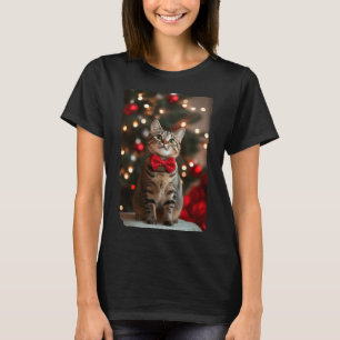 Christmas Holidays Cute Cat with Bow-tie T-Shirt