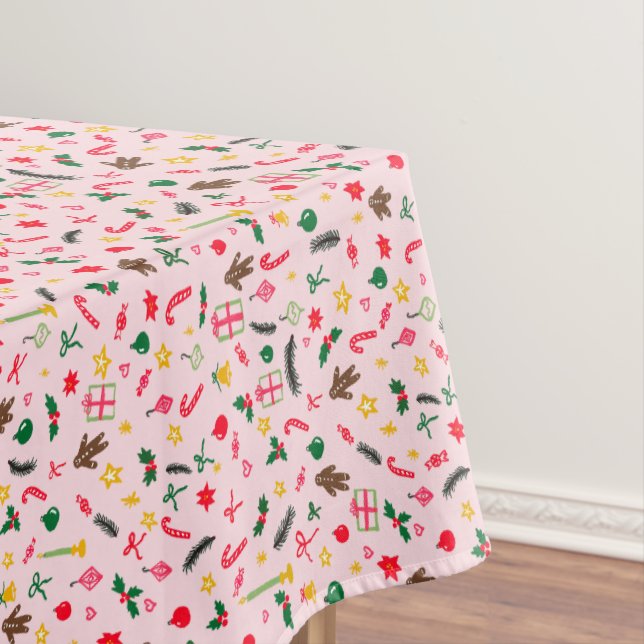Christmas Holidays Cute Doodle Whimsical Pattern  Tablecloth (In Situ)