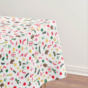Christmas Holidays Cute Doodle Whimsical Pattern Tablecloth
