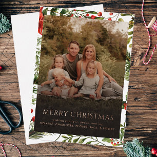 Christmas Holidays Family Photo Greetings Gold Foil Holiday Card