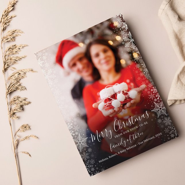 Christmas Holidays Family Photo Pregnancy Announcement (Pregnancy Announcement Christmas Holidays Photo Card)