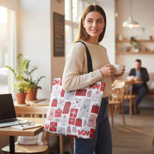 Christmas Holidays Festive Red Silver Modern Gifts Tote Bag