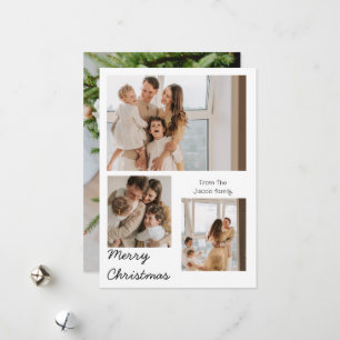 Christmas holidays Modern Typography Three-Photo Holiday Card