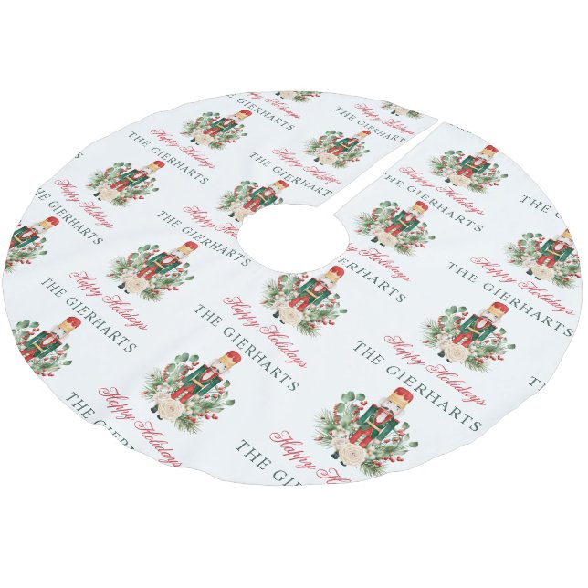 Christmas Holidays Nutcracker Family Script Brushed Polyester Tree Skirt (Angled)