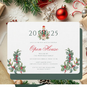 Christmas Holidays Nutcracker Red Berries Party Invitation