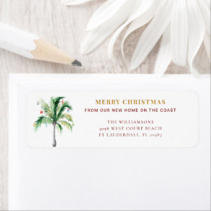 Christmas Holidays Palm Tree Modern Return Address Label