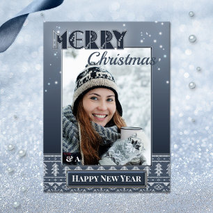 Christmas Holidays Photo Navy Sweater Postcard