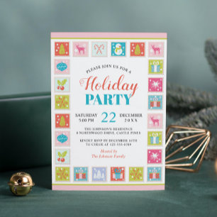 Christmas Holidays Postage Stamp Pattern Invitation