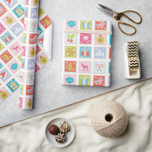 Christmas Holidays Postage Stamp Pattern Wrapping Paper