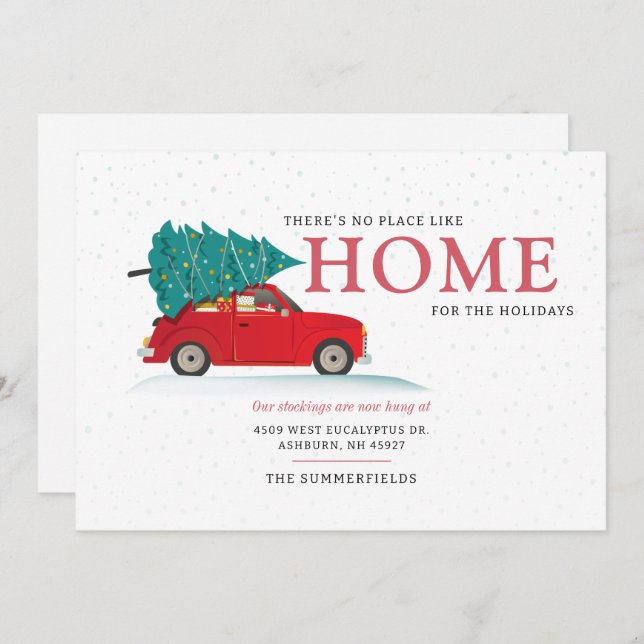 Christmas Holidays Red Car Moving Announcement (Front/Back)