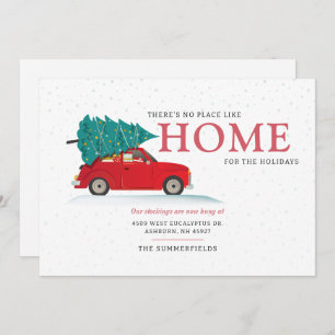 Christmas Holidays Red Car Moving Announcement
